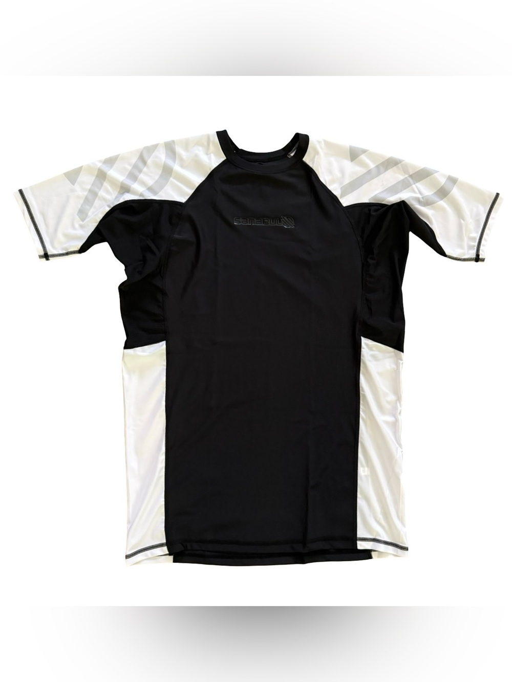Sanabul Compression Rash Guard Short Sleeve Black White Athletic MMA BJJ 2XL